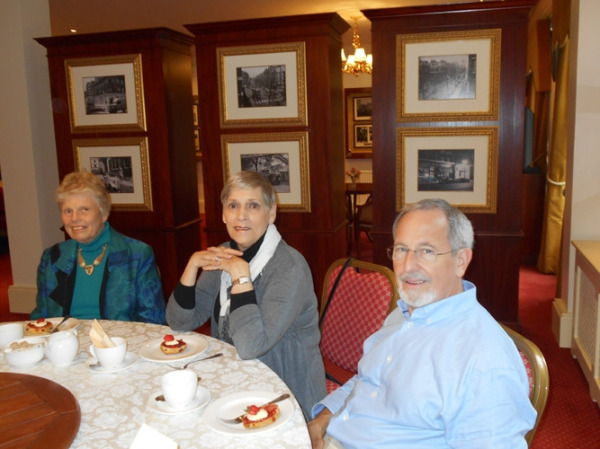 Betsy Russell, Jessica and Carl Thompson enjoy high tea at the Fitzroy House