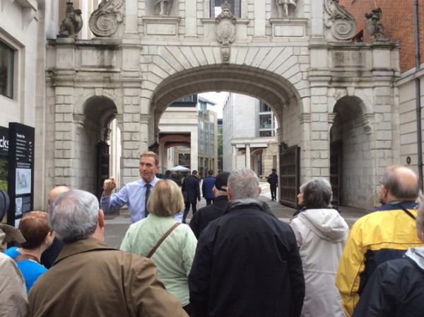 Our Blue Badge Guide David Kershaw with our group outside of St. Paul's Cathedral during our half day tour of London.