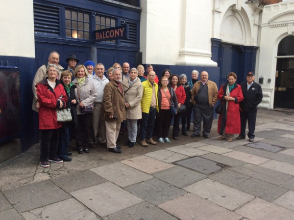 The entire group posed for a picture outside Theatre Royal Drury Lane.