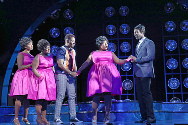 Ta-Tynisa Wilson, Keirsten Hodgens, Jos N. Banks in Dreamgirls. Photo by Diane Sobolewski.