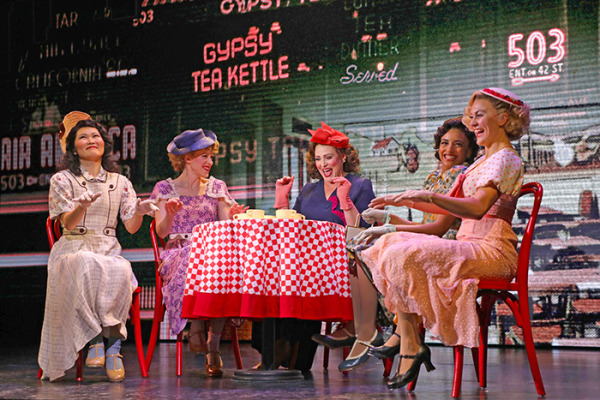 Candice Hatakeyama, Sarah Dearstyne, Lisa Howard, Carina-Kay Loucheiy and Eloise Kropp in Goodspeed's 42nd Street. Photo by Diane Sobolewski