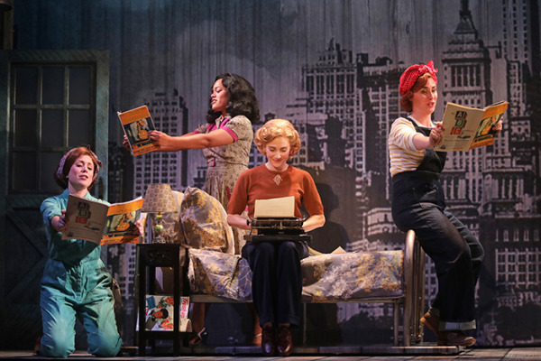 Audrey Cardwell with Julie Kavanagh, Rachel Lyn Fobbs and Emily Larger in Goodspeed's Christmas in Connecticut. Photo by Diane Sobolewski.