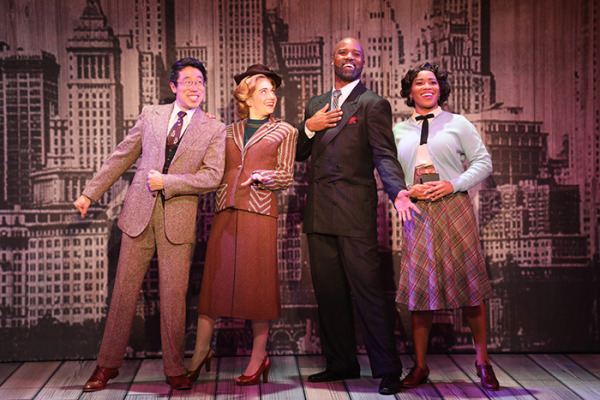 Raymond J. Lee, Audrey Cardwell, Melvin Tunstall III and Rashidra Scott in Goodspeed's Christmas in Connecticut. Photo by Diane Sobolewski.
