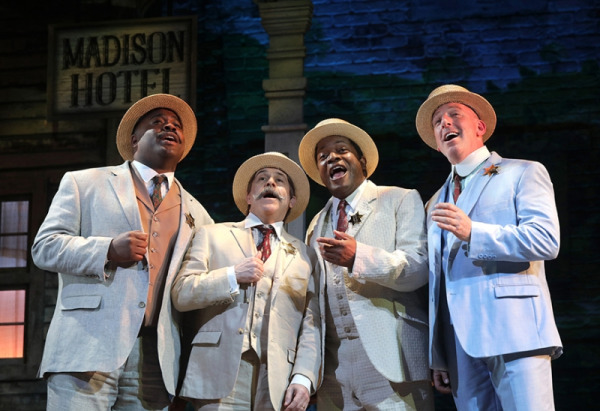Kent Overshown, Jeff Gurner, C. Mingo Long and Branch Woodman in Goodspeed's THE MUSIC MAN. (c)Diane Sobolewski