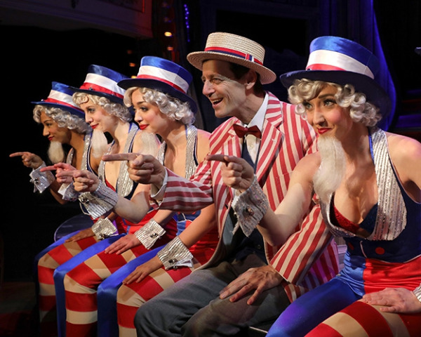 David M. Lutken with Karilyn Ashley Surratt, Mallory Davis, Sarah Fagan and Kelly Sheehan in Goodspeeds The Will Rogers Follies (c) Diane Sobolewski