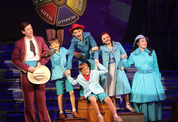 David M. Lutken with Brendan Reilly Harris, Ben Stone-Zelman, Riley Briggs, Catherine Walker and Nathan Horne in Goodspeed's The Will Rogers Follies (c) Diane Sobolewski