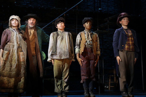 Ava Loughlin, Donald Corren, Colin Soto, Owen Tabaka and Gavin Swartz in Goodspeed's OLIVER!. (c)Diane Sobolewski