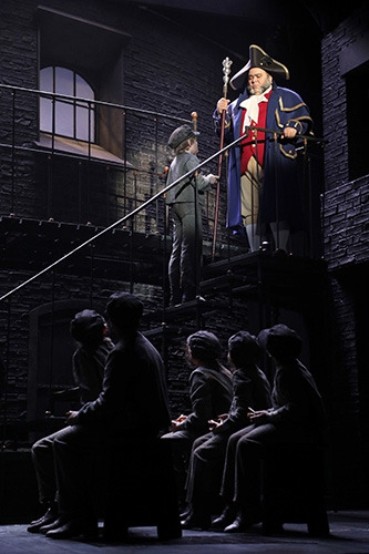 Elijah Rayman and Richard Henry with the cast of Goodspeed's OLIVER!. (c)Diane Sobolewski.