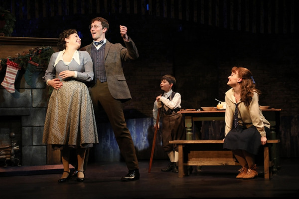 Lee Harrington, Matt Gibson, Sam Duncan and Daisy Wright in Goodspeed's A Connecticut Christmas Carol. (c)Diane Sobolewski.