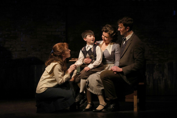 Daisy Wright, Sam Duncan. Lee Harrington and Matt Gibson in Goodspeed's A Connecticut Christmas Carol. (c)Diane Sobolewski.