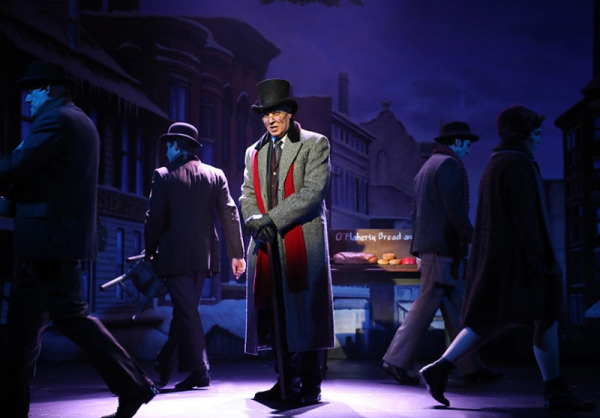 Jeff Williams, Alex Stewart, Robert Cuccioli, Jonah Robinson and Celeste Rose in Goodspeed's A Connecticut Christmas Carol. (c)Diane Sobolewski.
