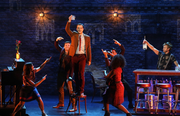 Emily Walton, Kevin Zak, Bryan Fenkart, Nikko Kimzin, Danyel Fulton, and Ben Mayne in Goodspeed's Darling Grenadine (c) Diane Sobolewski