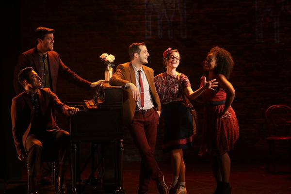 Nikko Kimzin, Kevin Zak, Bryan Fenkart, Leah Sprecher, and Danyel Fulton in Goodspeed's Darling Grenadine (c) Diane Sobolewski