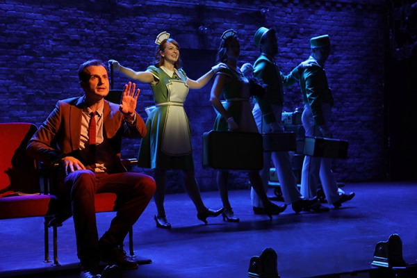 Bryan Fenkart, Emily Walton, Leah Sprecher, Kevin Zak, and Nikko Kimzin in Goodspeed's Darling Grenadine.