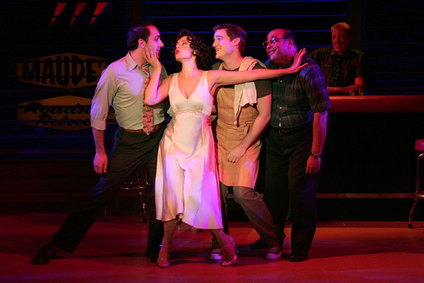 Jeremiah Ginn, Janet Dacal, Michael James, Paul Aguirre, and Branch Woodman in Goodspeed's Bye Bye Birdie. (c)Diane Sobolewski