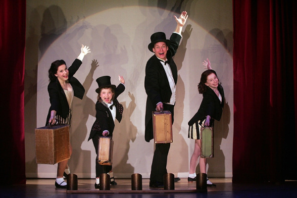Claire Griffin, Ella Briggs, Kevin Earley and Piper Birney in Goodspeed's Chasing Rainbows. (c)Diane Sobolewski.