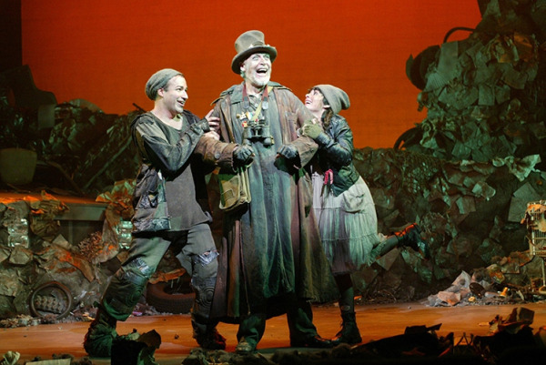 Caesar Samayoa, Tony Sheldon and Michelle Aravena in Goodspeed's The Roar of the Greasepaint. (c)Diane Sobolewski.