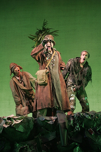 Michelle Aravena, Tony Sheldon and Caesar Samayoa in Goodspeed's The Roar of the Greasepaint. (c)Diane Sobolewski.