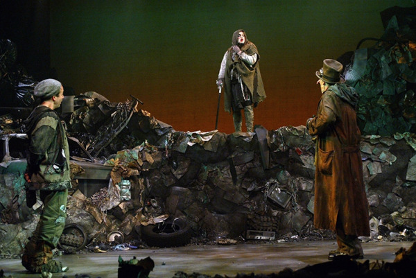 Caesar Samayoa, Gregory Treco and Tony Sheldon in Goodspeed's The Roar of the Greasepaint. (c)Diane Sobolewski.