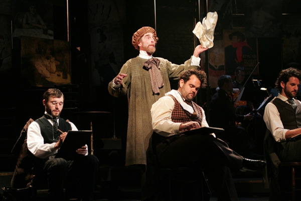 John Glover with Bobby Steggert, Greg Hildreth and John Riddle in Goodspeed's MY PARIS. Photo by Diane Soboewski.