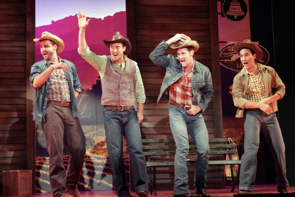 Eric Ulloa, Danny Lindgren, Kevin Vortmann, and Noah Aberlin in Goodspeed's THE MOST HAPPY FELLA. (c)Diane Sobolewski.