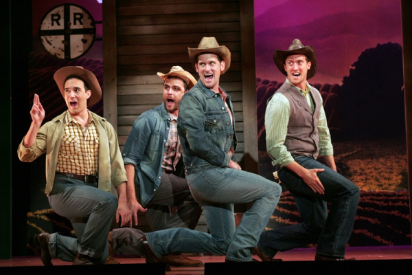 Noah Aberlin, Eric Ulloa, Kevin Vortmann, and Danny Lindgren in Goodspeed's THE MOST HAPPY FELLA. (c)Diane Sobolewski.