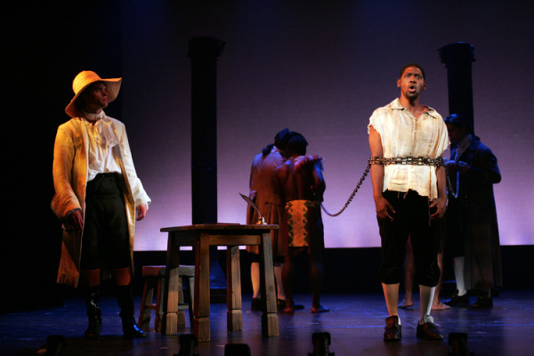 Chris Peluso and Mike Evariste with the cast of Goodspeed Musicals AMAZING GRACE (c) Diane Sobolewski.