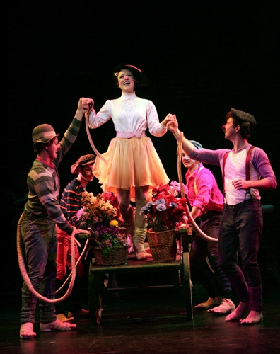Alessa Neeck with Christain Delcroix, Matthew Bauman, Richard Riaz Yoder and Sean McGibbon in Goodspeed's The Great American Mousical. (c)Diane Sobolewski.