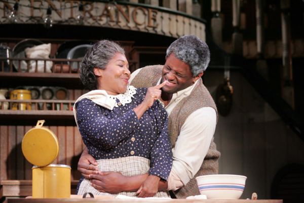 Queenie (Andrea Frierson) just “Can’t Help Lovin’ Dat Man,” Joe (David Aron Damane) in Goodspeed Musicals’ SHOW BOAT. (c) Diane Sobolewski.