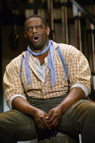 David Aron Damane ponders Ol' Man River in Goodspeed Musicals’ SHOW BOAT. (c) Diane Sobolewski.