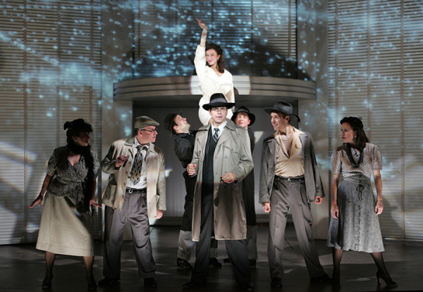 Everybody's Gotta Be Somewhere... The cast of Goodspeed Musicals’ City of Angels are hot on the trail of the girl gone missing. (c) Diane Sobolewski.