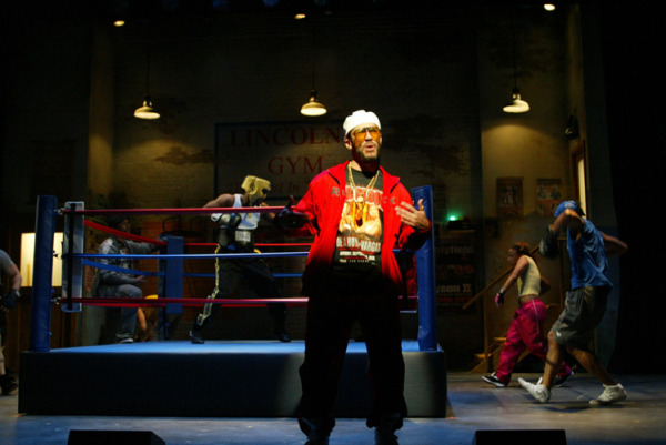 Dennis Stowe with the cast of Goodspeed's CUTMAN a boxing musical. (c) Diane Sobolewski.