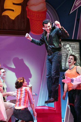 Matt Walker, Savannah Wise, Joey Sorge, and Lannon Killea in Goodspeed Musicals' HAPPY DAYS. (c) Diane Sobolewski.