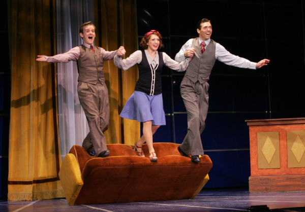 Scott Barnhardt, David Elder and Sarah Jane Everman in Goodspeed's SINGIN' IN THE RAIN. (c)Diane Sobolewski.