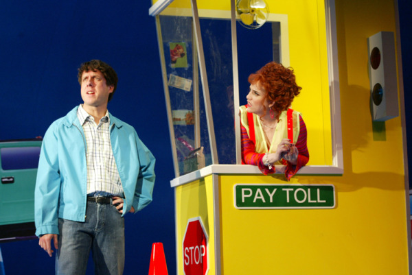 Christopher Sutton and Donna Lynne Champlin in Goodspeed's FLIGHT OF THE LAWNCHAIR MAN 1. (c)Diane Sobolewski.