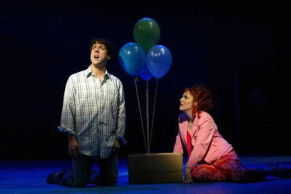 Christopher Sutton and Donna Lynne Champlin in Goodspeed's FLIGHT OF THE LAWNCHAIR MAN 2. (c)Diane Sobolewski.