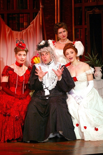 Noah Racey with Mary Illes, Kitty Kristin Huxhold Nili Bassman in Goodspeed's WHERE'S CHARLEY? (c) Diane Sobolewski