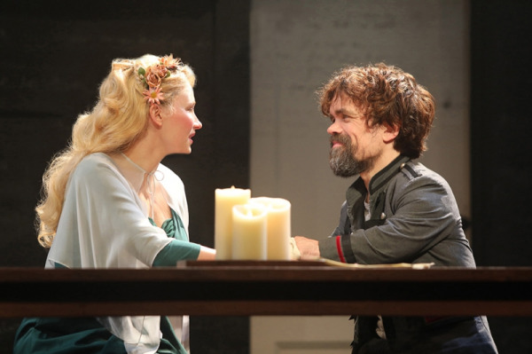 Haley Bennett and Peter Dinklage in Goodspeed's CYRANO. (c)Diane Sobolewski.