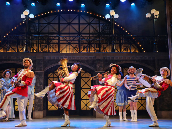 Jeremiah Valentino Porter, Rory Shirley, Jalyn Crosby, Jordan Alexander and the cast of Goodspeed's Ragtime. Photo by Diane Sobolewski.