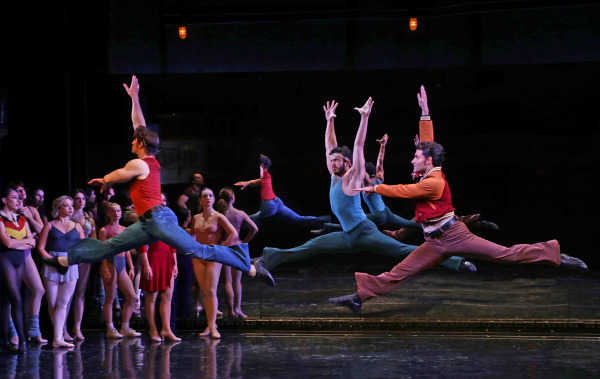 Aaron Patrick Craven, Christian Feliciano, Alex Drost and the cast of Goodspeed's A Chorus Line. Photo by Diane Sobolewski.