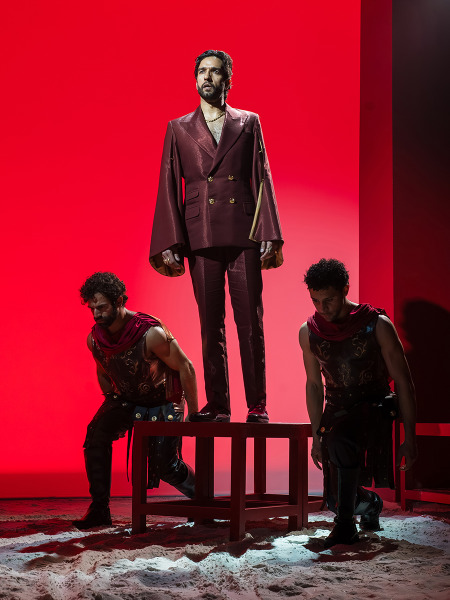 Deven Kolluri with Adam Mandala and Jordan Alexander in Goodspeed's Jesus Christ Superstar. Photo by Meredith Longo.