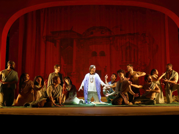 Justin Matthew Sargent and the cast of Goodspeed's Jesus Christ Superstar. Photo by Diane Sobolewski.