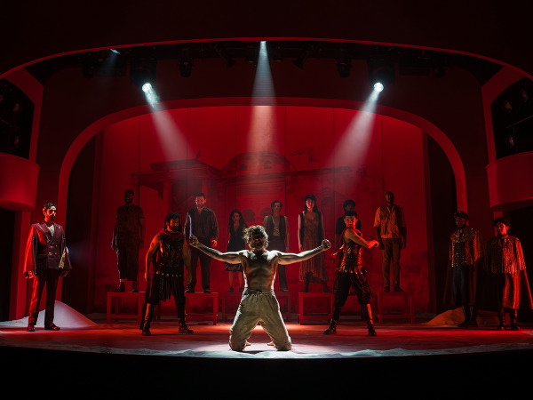 Justin Matthew Sargent and the cast of Goodspeed's Jesus Christ Superstar. Photo by Meredith Longo.