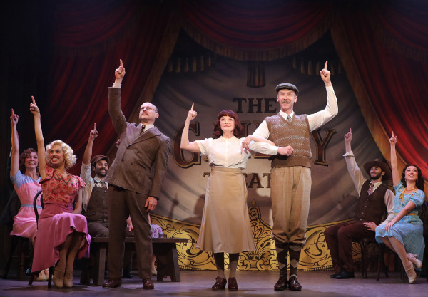 Jeremy Davis, Michele Ragusa, Colin Bradbury and the cast of Goodspeed's Crazy For You. Photo by Diane Sobolewski.